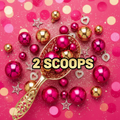 2 Scoops with charm-filled scoop, balls and glitter background